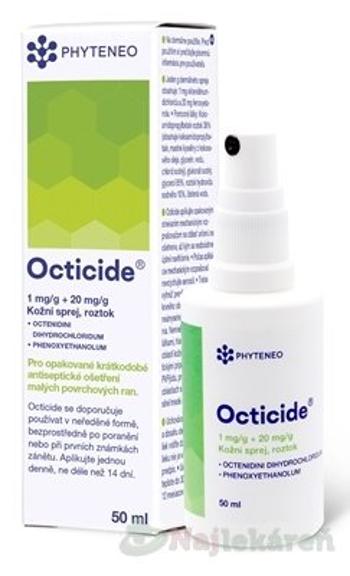 Octicide 1 mg/g + 20 mg/g dermálny roztokový sprej aer deo 50ml