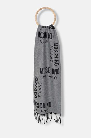 Šál Moschino šedá farba, vzorovaný, M5805 50234