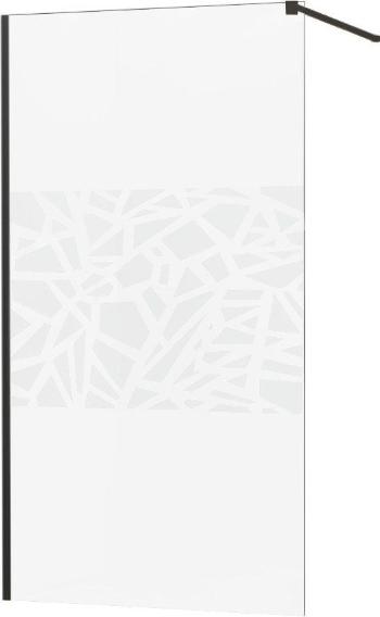 MEXEN/S - KIOTO Sprchová zástena WALK-IN 120x200 cm 8 mm, čierna, biely vzor 800-120-101-70-85