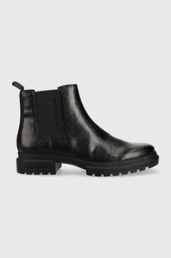 Kožené topánky chelsea Calvin Klein Jeans Cleated Chelsea Boot dámske, čierna farba, na platforme,