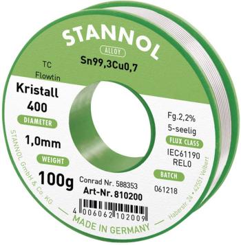 Stannol Flowtin TC spájkovací cín bez olova cievka Sn99,3Cu0,7 100 g 1 mm