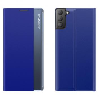 MG Sleep Case Smart Window knižkové puzdro na Samsung Galaxy S21 FE, modré