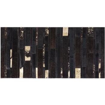 Hnedo-zlatý patchwork koberec z hovädzej kože 80 × 150 cm ARTVIN, 57753 (beliani_57753)