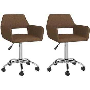 Otočné jedálenské stoličky 2 ks hnedé textil, 330322