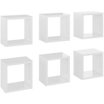 Shumee - Nástenné štvorcové 6 ks biele vysoký lesk 22×15×22 cm, 807072