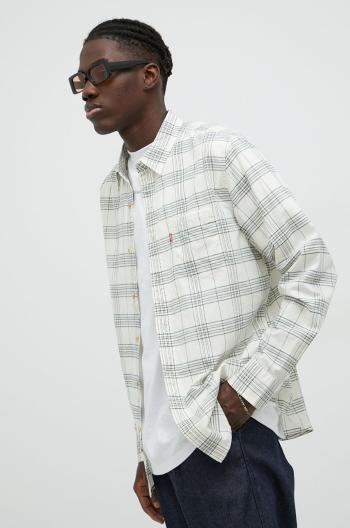 Bavlnená košeľa Levi's pánska, béžová farba, regular, s klasickým golierom