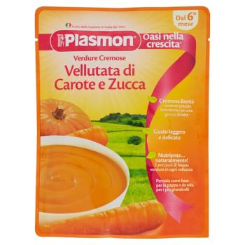 PLASMON Polievka krémová bezlepková zeleninová s mrkvou a tekvicou 180g, 6m+