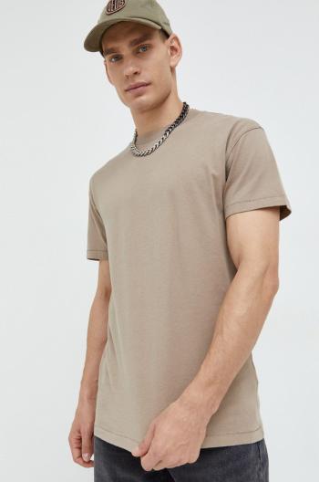 Bavlnené tričko Abercrombie & Fitch béžová farba, jednofarebné
