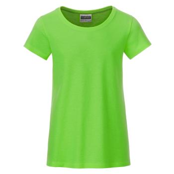 James & Nicholson Klasické dievčenské tričko z biobavlny 8007G - Limetkovo zelená | XL