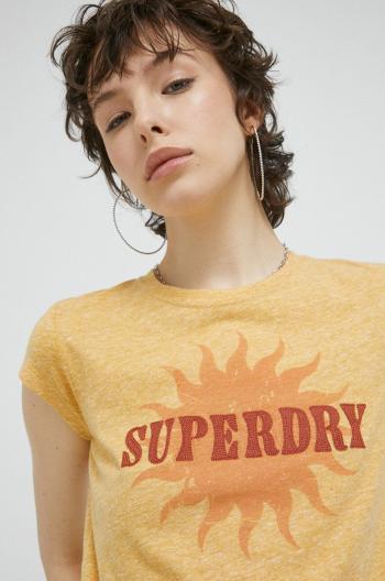 Tričko Superdry dámsky, žltá farba