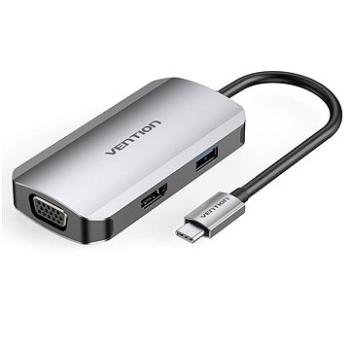 Vention USB-C to HDMI/VGA/USB 3.0/PD Docking Station 0,15 m Gray Aluminum (TOAHB)