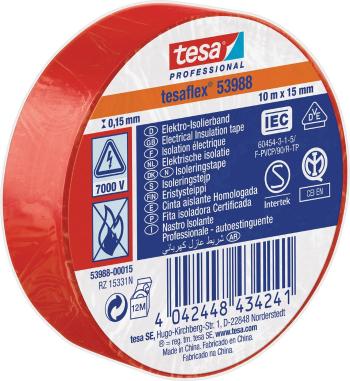 tesa  53988-00015-00 izolačná páska tesa® Professional červená (d x š) 10 m x 15 mm 1 ks