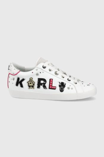 Kožená obuv Karl Lagerfeld Skool biela farba,