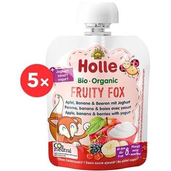 HOLLE Fruity fox bio detské ovocné pyré s jogurtom 5× 85 g (7640230490337)