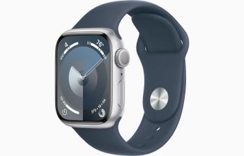 Apple Watch S9/41mm/Silver/Šport Band/Storm Blue/-M/L