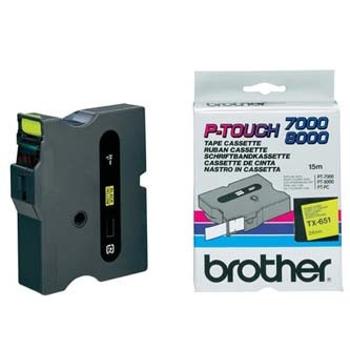 Brother TX-651, 24mm x 15m, čierna tlač / žltý podklad, originálna páska