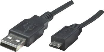 Manhattan #####USB-Kabel USB 2.0 #####USB-A Stecker, #####USB-Micro-B Stecker 50.00 cm čierna UL certifikácia