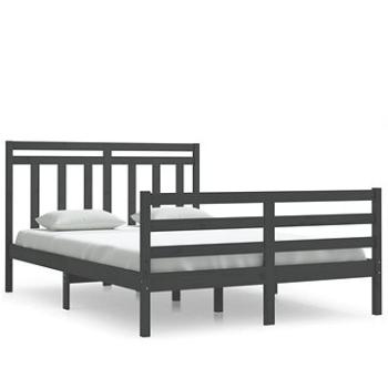 Rám postele sivý masívne drevo 140 × 200 cm, 3105317