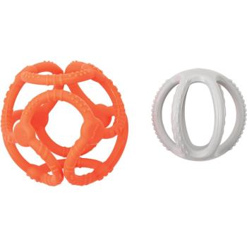 NATTOU Teether Silicone Ball 2 in 1 hryzadielko Orange / Grey 4 m+ 2 ks