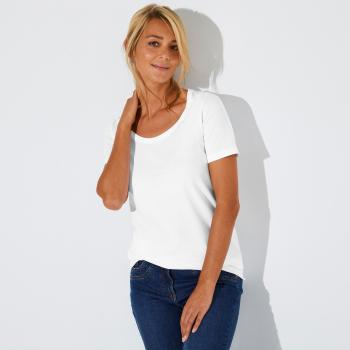 Blancheporte Jednofarebné tričko s okrúhlym výstrihom, eco-friendly biela 46/48