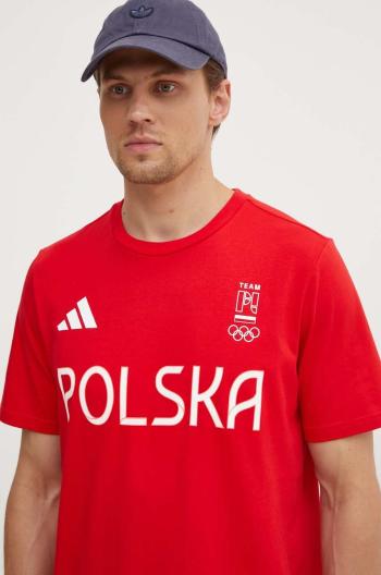 Tričko adidas Performance Polska pánske, červená farba, s potlačou, JF6678