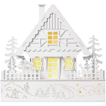 EMOS LED vánoční domek dřevěný, 28 cm, 2x AA, vnitřní, teplá bílá, časovač (DCWW06)