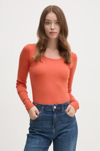 Tričko s dlhým rukávom Pepe Jeans FINNY dámske, oranžová farba, PL505955