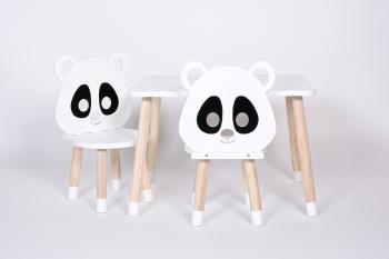 Set stolčeka a stoličiek - Panda set - 1x stôl + 2x stoličky