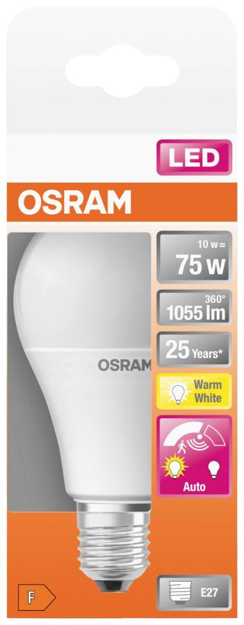 OSRAM 4058075428263 LED  En.trieda 2021 F (A - G) E27 klasická žiarovka 10 W teplá biela  vr. detektora pohybu 1 ks