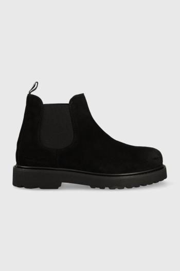 Semišové topánky chelsea Tommy Jeans TJM CHELSEA HIGH BOOT pánske, čierna farba, EM0EM01205