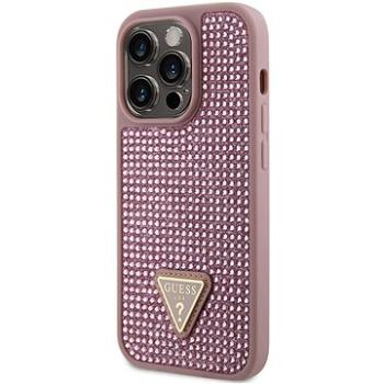 Guess Rhinestones Triangle Metal logo kryt pre iPhone 14 Pro Pink (GUHCP14LHDGTPP)