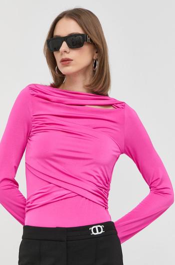 Tričko s dlhým rukávom Victoria Beckham dámska, ružová farba