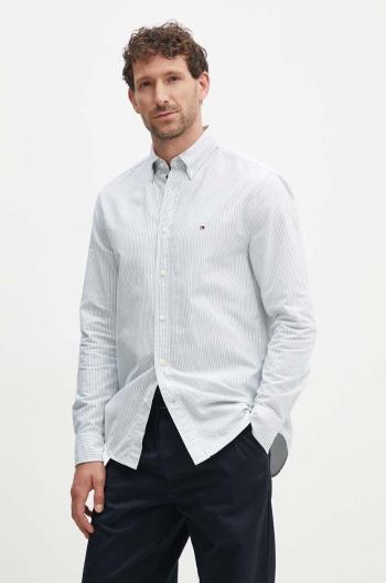 Bavlnená košeľa Tommy Hilfiger pánska, zelená farba, regular, s golierom button-down, MW0MW36238