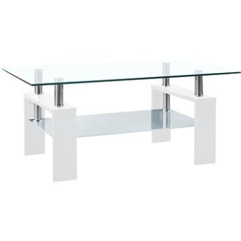 SHUMEE Konferenčný stolík biely a priehľadný 95 × 55 × 40 cm tvrdené sklo, 330304