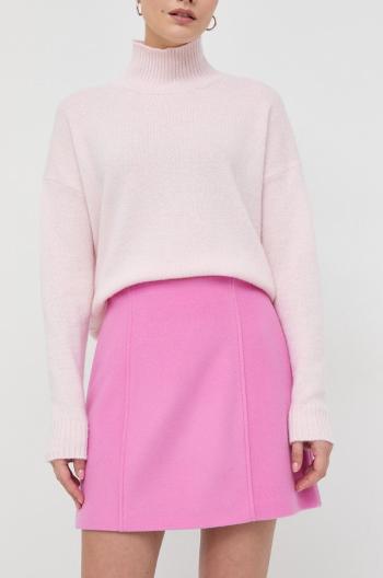 Vlnená sukňa MAX&Co. ružová farba, mini, rovný strih