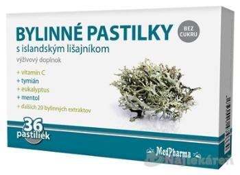 MEDPHARMA Bylinné pastilky bez cukru 36 kusov