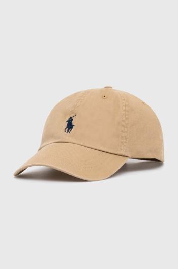 Bavlnená šiltovka Polo Ralph Lauren béžová farba, s nášivkou