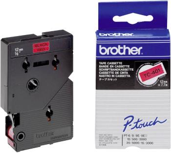 páska do štítkovača  Brother TC TC-401  Farba pásky: červená Farba písma:čierna 12 mm 7.7 m