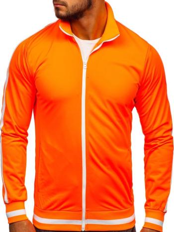 Oranžová pánska mikina na zips bez kapucne retro style Bolf 2126