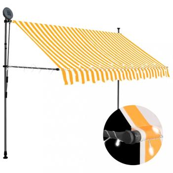 Ručne zaťahovacia markíza s LED svetlom 300x120 cm Dekorhome Biela / oranžová