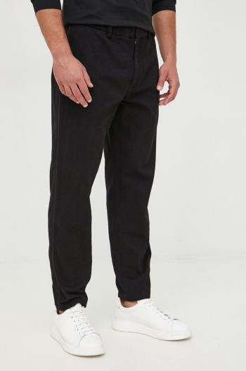 Bavlnené nohavice Emporio Armani pánske, čierna farba, rovné