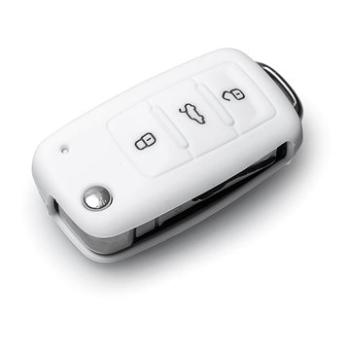Ochranné silikónové puzdro na kľúč na VW/Seat/Škoda s vystreľovacím kľúčom, farba biela (SZBE-001W)