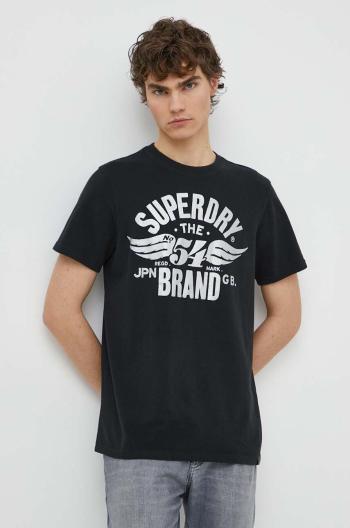 Tričko Superdry pánsky, čierna farba, s potlačou