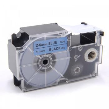 Kompatibilná páska s Casio XR-24BU1, 24mm x 8m, čierny tisk / modrý podklad