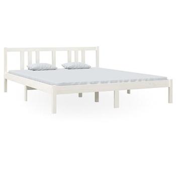 Rám postele biely masívne drevo 160 × 200 cm, 814895