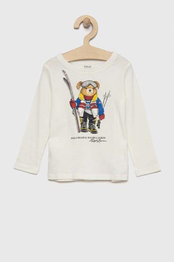Detská bavlnená košeľa s dlhým rukávom Polo Ralph Lauren biela farba,