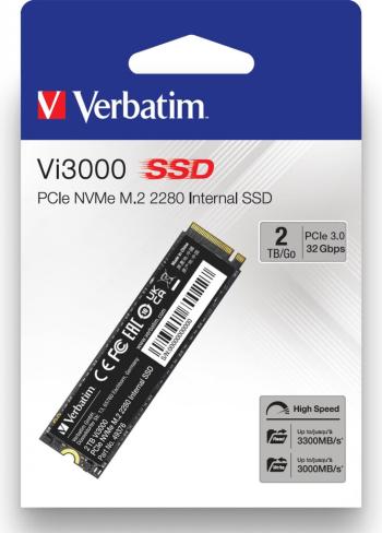 Interní disk SSD Verbatim interní NVMe, 2000GB, GB, Vi3000 M.2, 49376, 3300 MB/s-R, 3000 MB/s-W