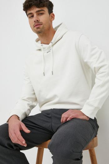 Bavlnená mikina Calvin Klein Jeans pánska, biela farba, s kapucňou, s potlačou