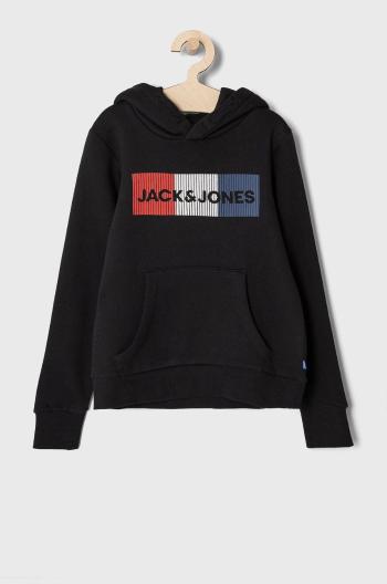 Mikina Jack & Jones čierna farba, s potlačou