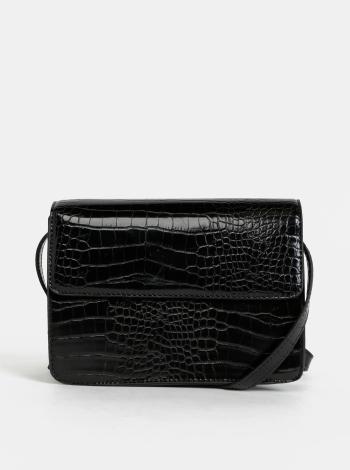 Čierna crossbody kabelka s krokodýlím vzorom Pieces Julie